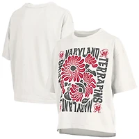 Women's Pressbox  White Maryland Terrapins Elena Oversized Slub T-Shirt