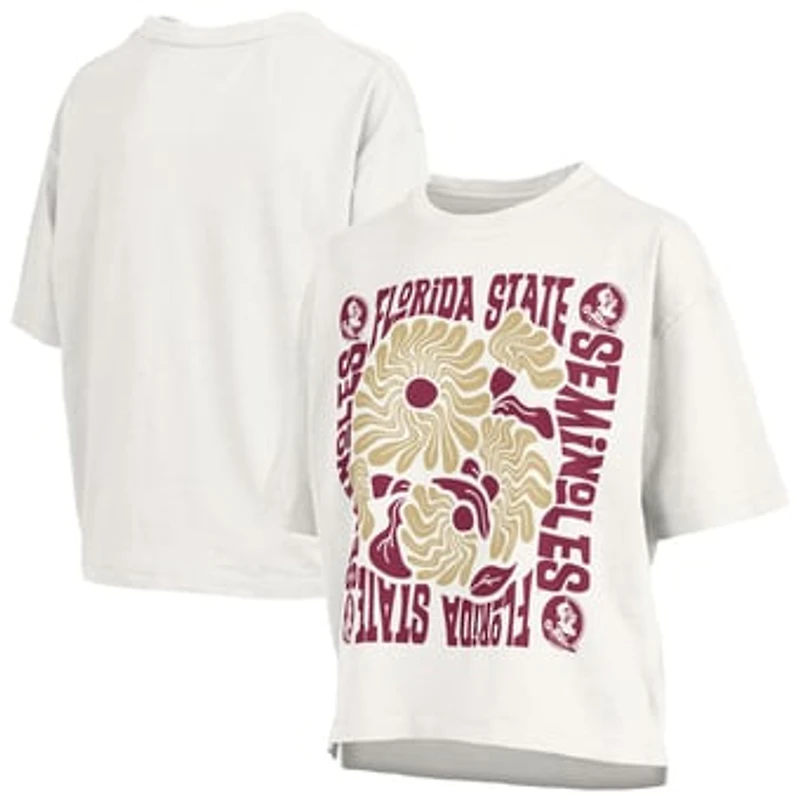 Women's Pressbox White Florida State Seminoles Elena Oversized Slub T-Shirt