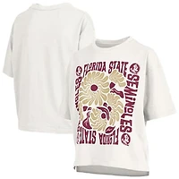 Women's Pressbox  White Florida State Seminoles Elena Oversized Slub T-Shirt
