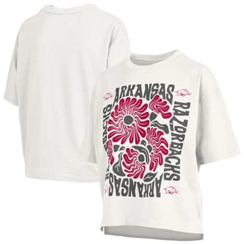 Women's Pressbox White Arkansas Razorbacks Elena Oversized Slub T-Shirt
