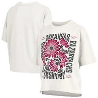 Women's Pressbox  White Arkansas Razorbacks Elena Oversized Slub T-Shirt