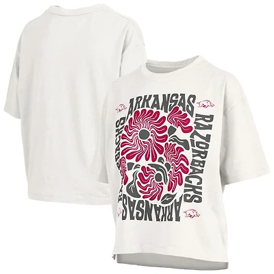 Women's Pressbox  White Arkansas Razorbacks Elena Oversized Slub T-Shirt