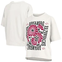 Women's Pressbox  White Arkansas Razorbacks Elena Oversized Slub T-Shirt