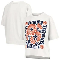 Women's Pressbox  White Auburn Tigers Elena Oversized Slub T-Shirt