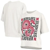 Women's Pressbox  White Nebraska Huskers Elena Oversized Slub T-Shirt