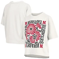 Women's Pressbox  White Nebraska Huskers Elena Oversized Slub T-Shirt