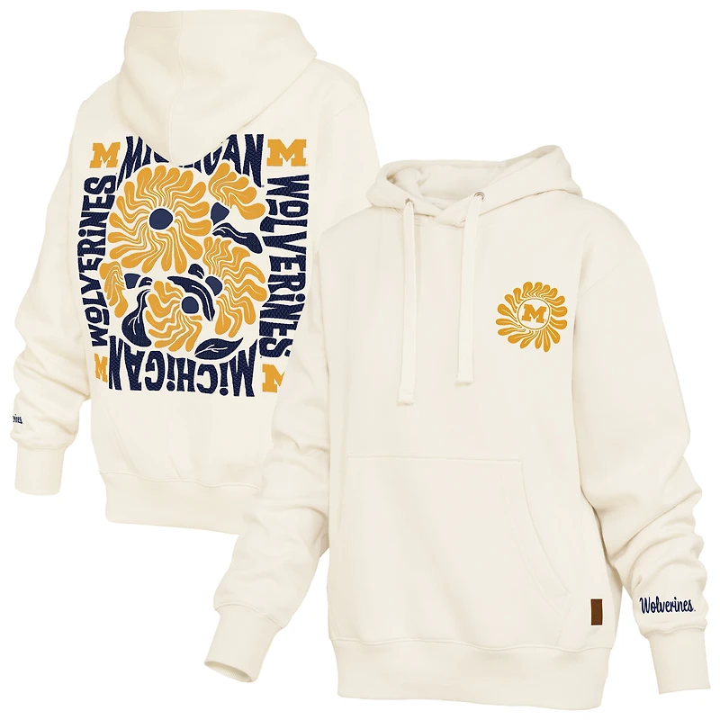 Women's Pressbox  Cream Michigan Wolverines Elena Janise Hoodie