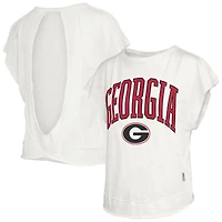 Women's Pressbox  Cream Georgia Bulldogs Nelson Movement Open Back Slub T-Shirt