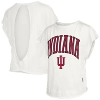 Women's Pressbox  Cream Indiana Hoosiers Nelson Movement Open Back Slub T-Shirt