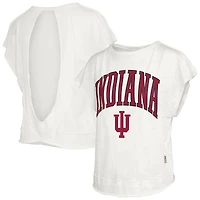 Women's Pressbox  Cream Indiana Hoosiers Nelson Movement Open Back Slub T-Shirt