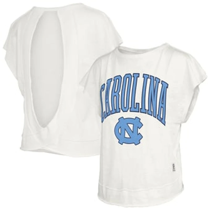 Women's Pressbox Cream North Carolina Tar Heels Nelson Movement Open Back Slub T-Shirt