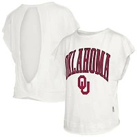Women's Pressbox  Cream Oklahoma Sooners Nelson Movement Open Back Slub T-Shirt