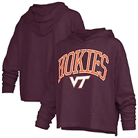 Women's Pressbox  Maroon Virginia Tech Hokies Nelson Arch Over Logo Long Sleeve Hooded Slub T-Shirt