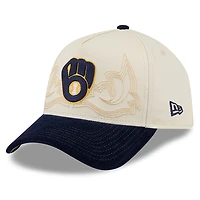Men's New Era Stone Milwaukee Brewers Western Stitch 9FORTY A-Frame Adjustable Hat