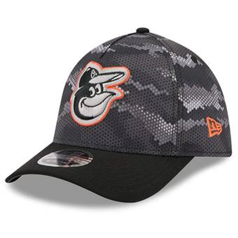 Men's New Era Black Baltimore Orioles Camo 39THIRTY A-Frame Flex Hat