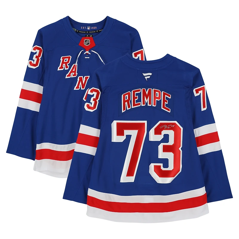 Matt Rempe New York Rangers Autographed Blue Fanatics Premium Jersey