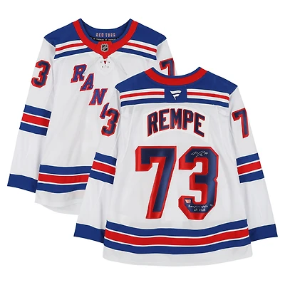 Matt Rempe New York Rangers Autographed White Fanatics Premium Jersey with "Rempire State/Mind" Inscription