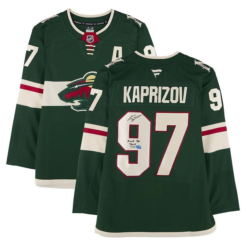 Kirill Kaprizov Minnesota Wild Autographed Green Fanatics Premium Jersey with "Kirill The Thrill" Inscription - Limited Edition of 10