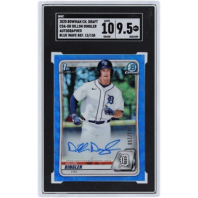 Dillon Dingler Detroit Tigers Autographed 2020 Bowman Draft Blue Wave Refractor #CDA-DD #13/150 SGC Authenticated 9.5/10 Card
