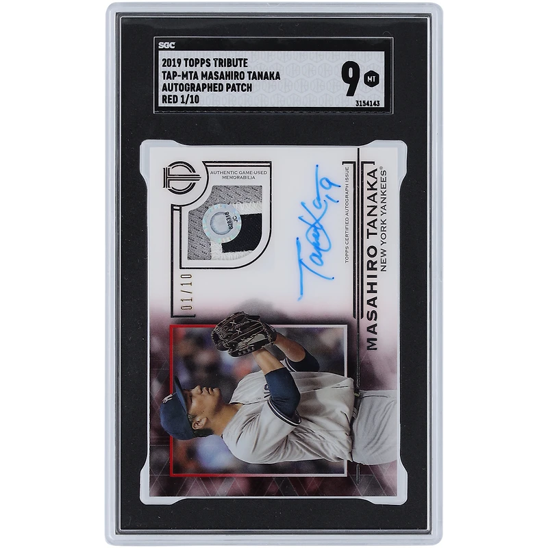 Masahiro Tanaka New York Yankees Autographed 2019 Topps Tribute Red Patch Relic #TAP-MTA #1/10 SGC Authenticated MT 9 Card