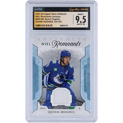 Quinn Hughes Vancouver Canucks Autographed 2023-24 Upper Deck Artifacts NHL Remnants GU Relic #NR-QH CGC Fanatics Witnessed Authenticated 9.5/10 Card