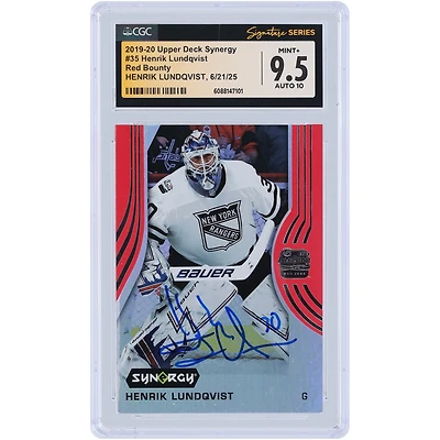 Henrik Lundqvist New York Rangers Autographed 2019-20 Upper Deck Synergy Red #35 CGC Fanatics Witnessed Authenticated /10 Card