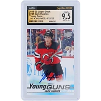 Jack Hughes New Jersey Devils Autographed 2019-20 Upper Deck Young Guns #201 CGC Fanatics Witnessed Authenticated 10/10 Rookie Card