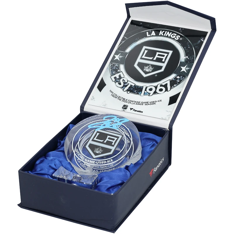 Quinton Byfield Los Angeles Kings Autographed Crystal Puck - Filled with Ice from the 2023-24 Season