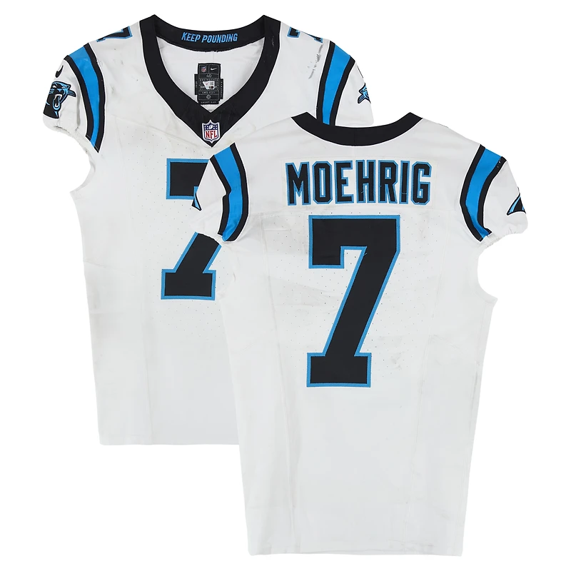 Tre'von Moehrig Carolina Panthers Game-Used #7 White Nike Jersey vs. New York Jets on October 19, 2025