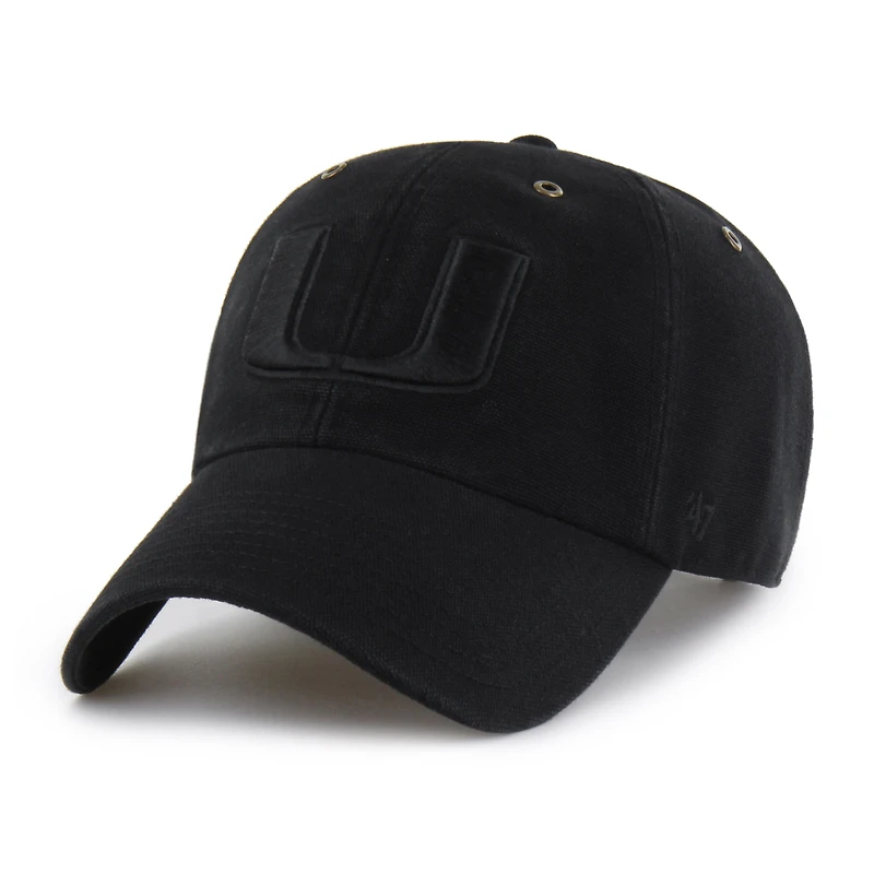 Men's Carhartt x '47 Black Miami Hurricanes Clean Up Adjustable Hat