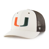 Men's Carhartt x '47 Natural/Brown Miami Hurricanes Undyed Trucker Adjustable Hat