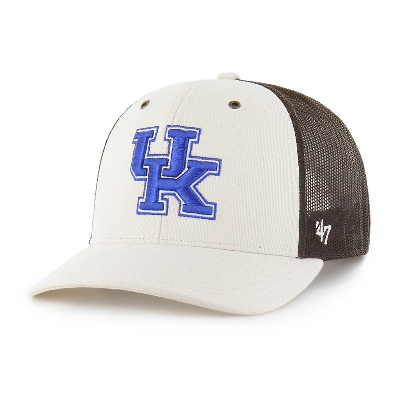 Men's Carhartt x '47 Natural/Brown Kentucky Wildcats Undyed Trucker Adjustable Hat