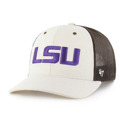 Men's Carhartt x '47 Natural/Brown LSU Tigers Undyed Trucker Adjustable Hat