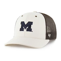 Men's Carhartt x '47 Natural/Brown Michigan Wolverines Undyed Trucker Adjustable Hat