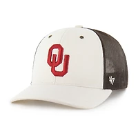 Men's Carhartt x '47 Natural/Brown Oklahoma Sooners Undyed Trucker Adjustable Hat