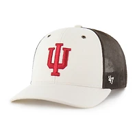 Men's Carhartt x '47 Natural/Brown Indiana Hoosiers Undyed Trucker Adjustable Hat