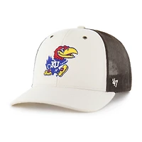 Men's Carhartt x '47 Natural/Brown Kansas Jayhawks Undyed Trucker Adjustable Hat