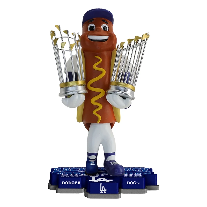FOCO  Los Angeles Dodgers Back-to-Back World Series Champions 8" Dodger Dog Bobblehead