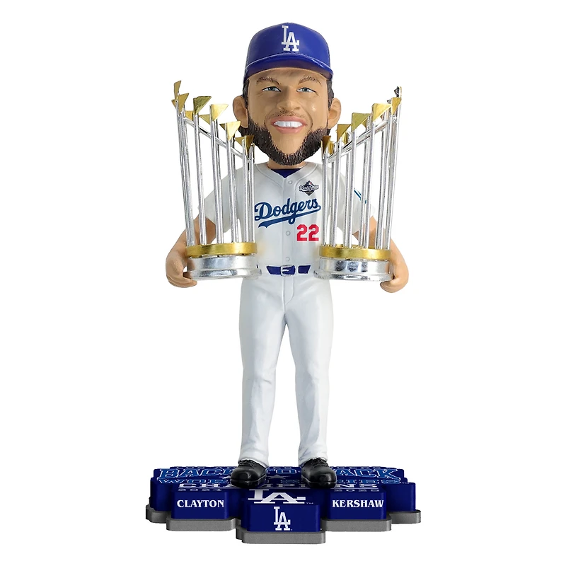 FOCO Clayton Kershaw Los Angeles Dodgers Back-to-Back World Series Champions 8" Bobblehead