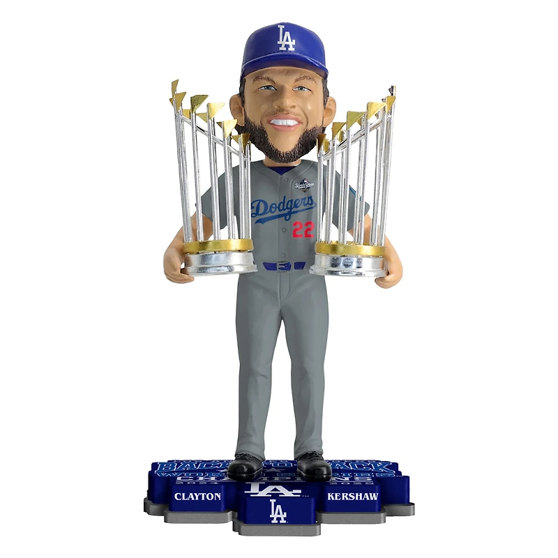 FOCO Clayton Kershaw Los Angeles Dodgers Back-to-Back World Series Champions 8" Bobblehead