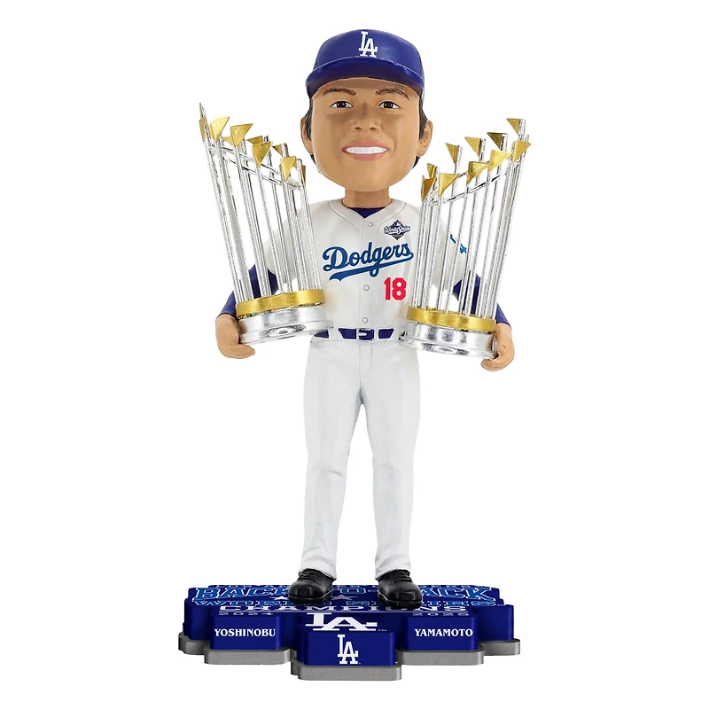 FOCO Yoshinobu Yamamoto Los Angeles Dodgers Back-to-Back World Series Champions 8" Bobblehead