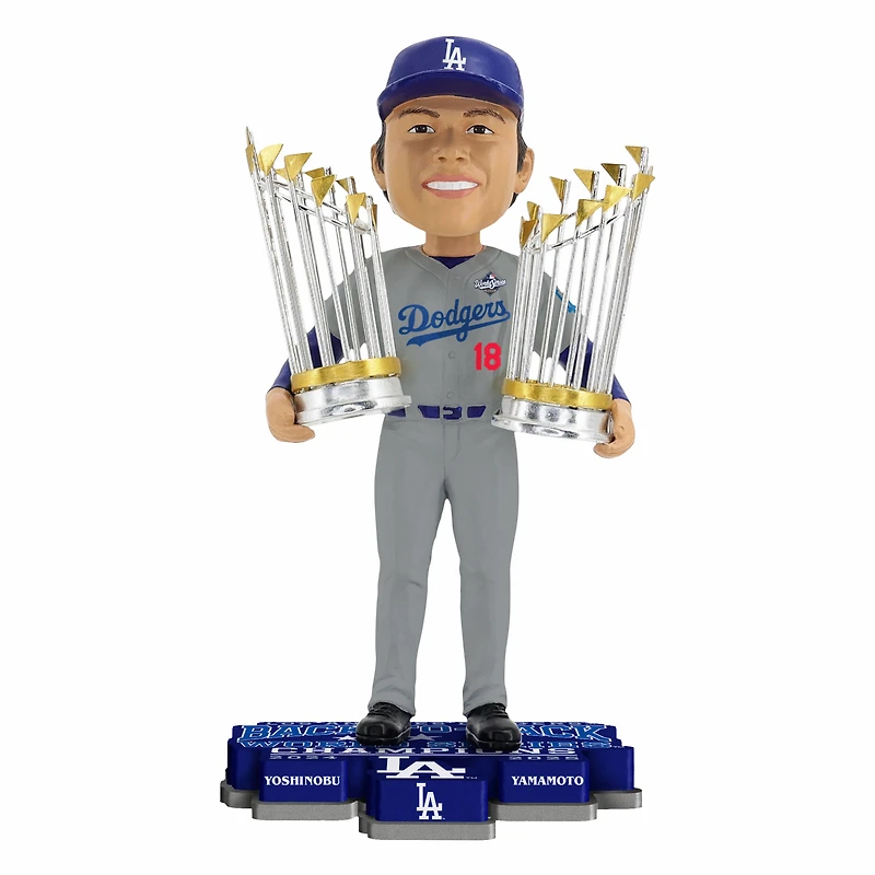 FOCO Yoshinobu Yamamoto Los Angeles Dodgers Back-to-Back World Series Champions 8" Bobblehead