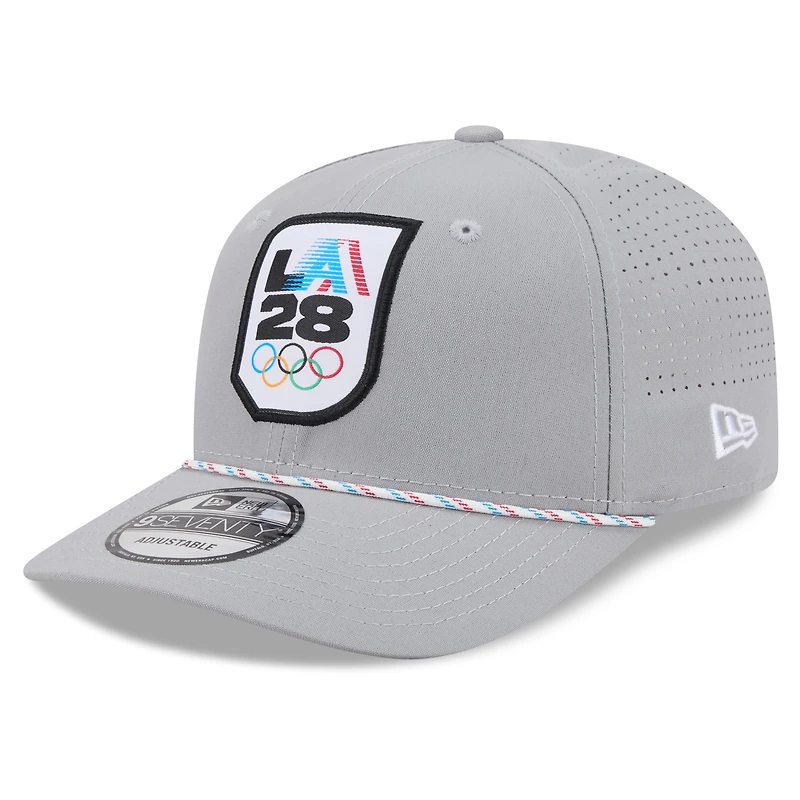 Men's New Era Gray LA28 Perforated Rope 9SEVENTY Adjustable Hat