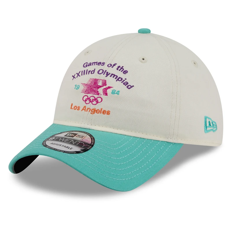 Men's New Era White/Teal Olympic Games LA84 9TWENTY Adjustable Hat