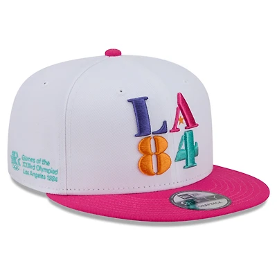 Men's New Era White/Pink Olympic Games LA84 9FIFTY Snapback Hat