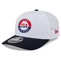 Men's New Era  White/Black Team USA Perforated Stars 9SEVENTY Adjustable Hat