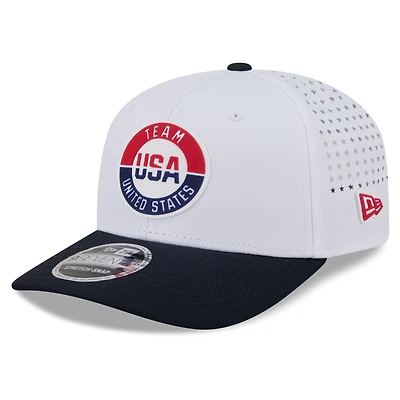 Men's New Era White/Black Team USA Perforated Stars 9SEVENTY Adjustable Hat