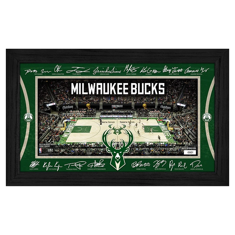 Highland Mint Milwaukee Bucks 2025 Signature Court Framed Picture