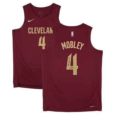 Evan Mobley Cleveland Cavaliers Autographed Red Nike 2022-23 Icon Edition Swingman Jersey with "4th Quarter EV' Inscription