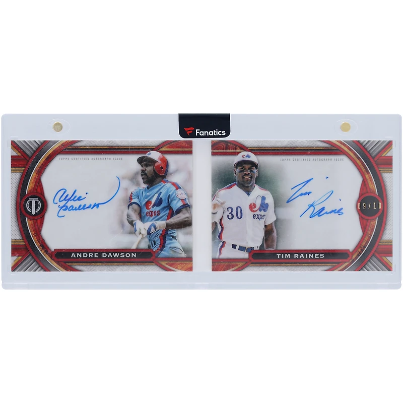 Andre Dawson & Tim Raines Montreal Expos Autographed 2023 Topps Tribute Tribute Tandems Booklet Red #TTBA-DR #9/10 Card